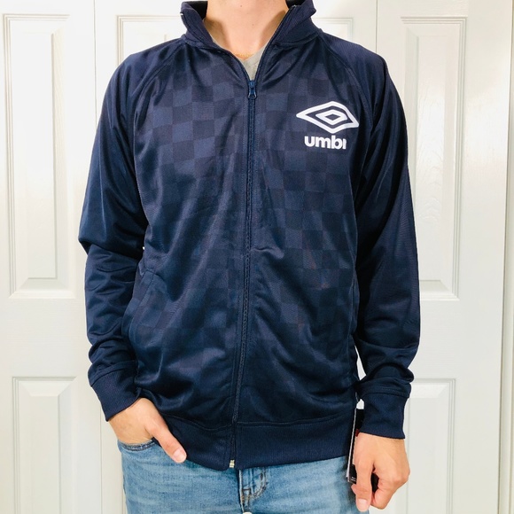 Umbro Navy Blue Check Soccer Full Zip Jacket S M L - Picture 1 of 7